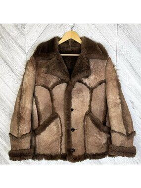 Vintage Shearling Sheepskin Coat Mens 46 (XL) Yellowstone Mountain Man Western